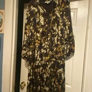 Chic Black Floral Long Sleeve Dress